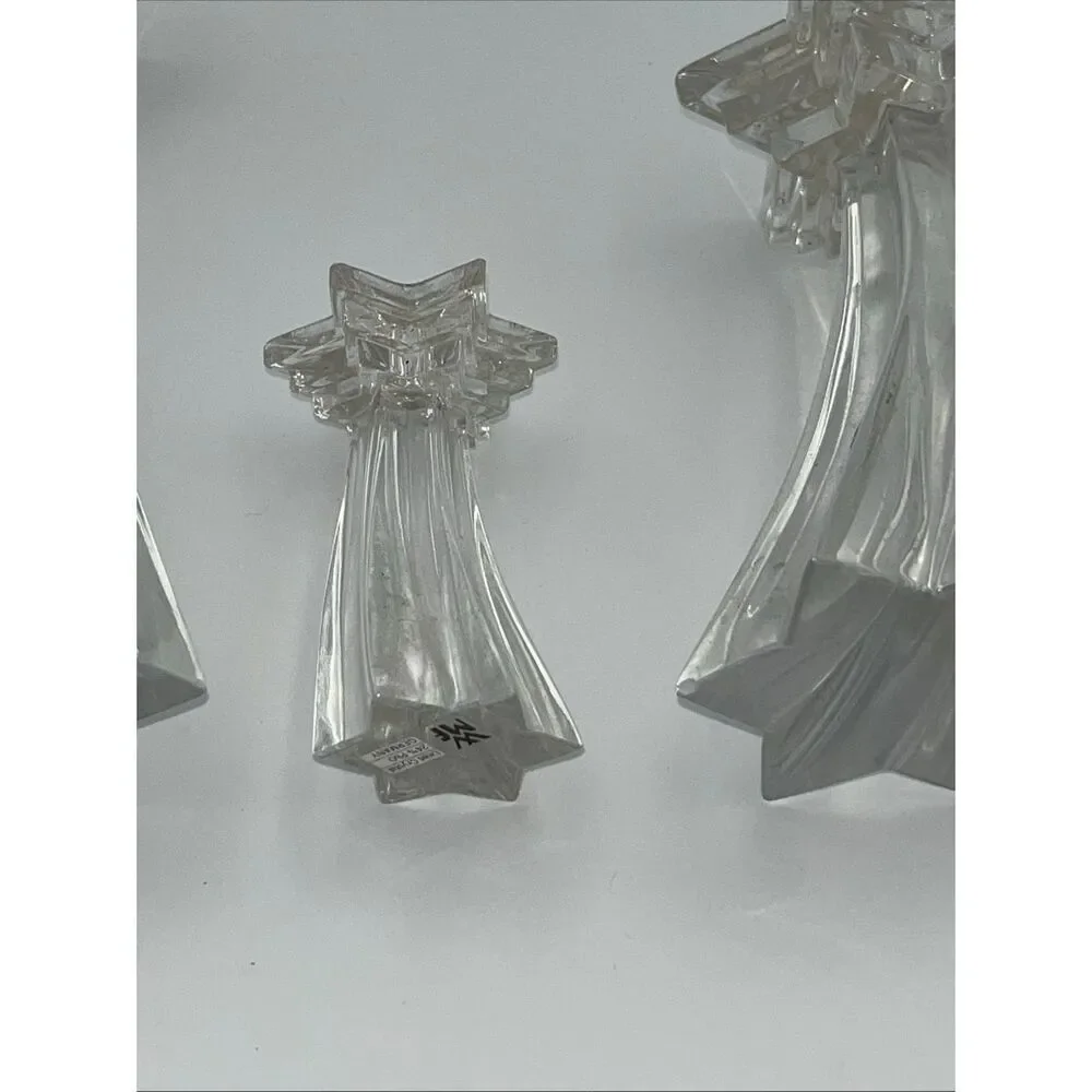 Set Of 3 WMF Germany Shooting Star 24% Lead Crystal Candle Holders 8,6,4
